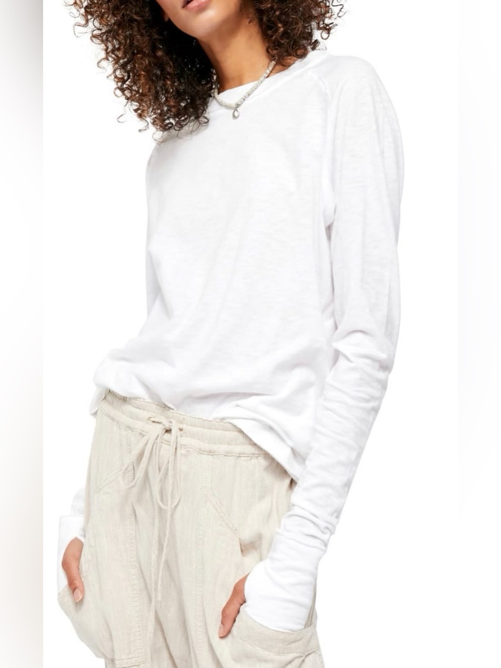 Free People Arden Tee in White Size Small